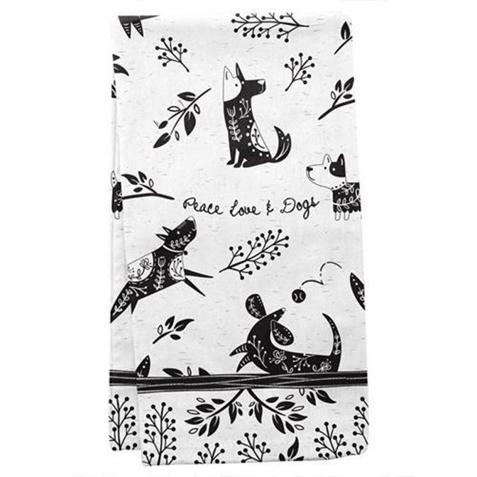Boho Dog Flour Sack Tea Towel