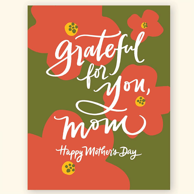 'Grateful for You, Mom' Floral Green Greeting Card