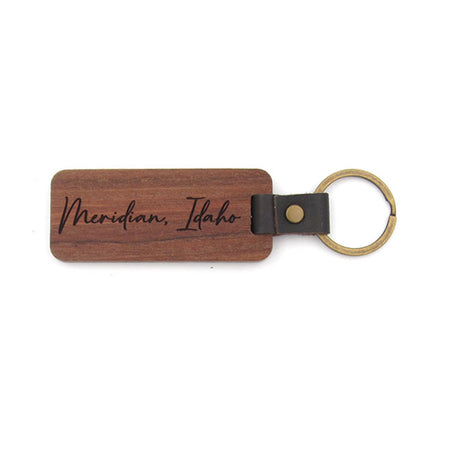 Walnut & Leather Local Key Rings