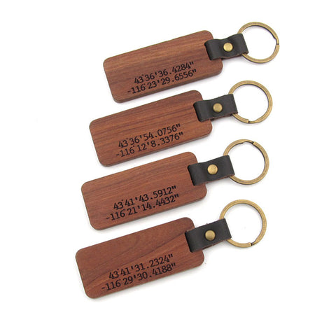 Walnut & Leather Local Key Rings