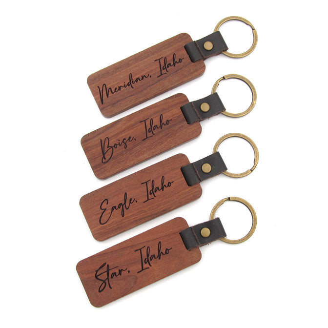 Walnut & Leather Local Key Rings