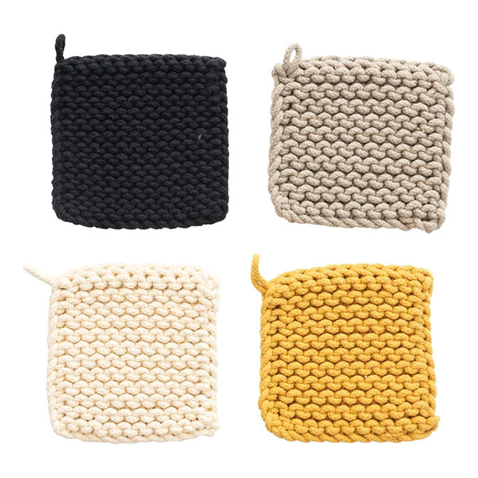 Black and Yellow Square Cotton Crocheted Pot Holder