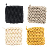 Black and Yellow Square Cotton Crocheted Pot Holder
