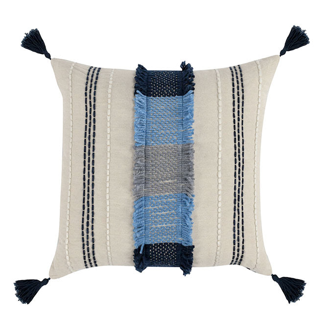 Toya Natural/Navy Blue Multi Pillow