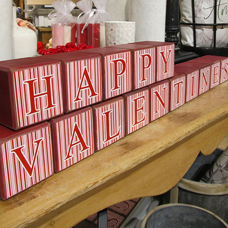 Happy Valentine Striped Large Blocks