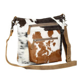 Double Zipper Hairon Shoulder Bag