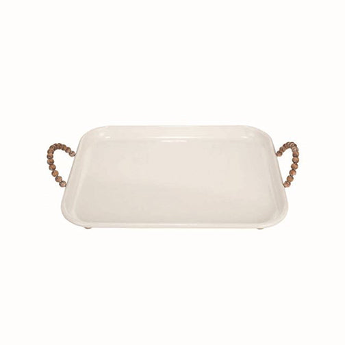 Large Wood Bead Handle Tray