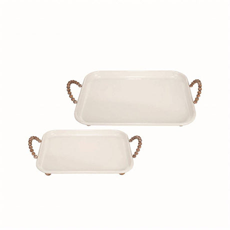 Large Wood Bead Handle Tray