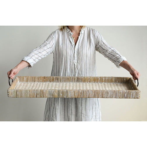 Decorative Rattan Tray w/ Handles