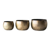 Metal Planters, Antique Brass Finish