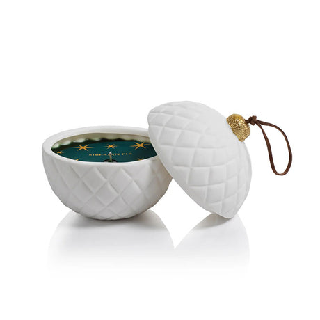 Scented White Porcelain Ornament Candle with Green Wax