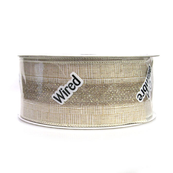 Gold Striped Natural Ribbon