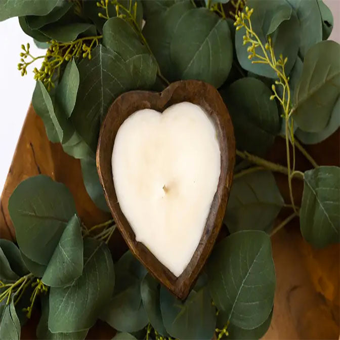 Wood Sweet Heart Candle