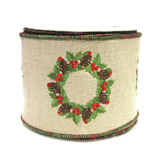 Natural Wired Wreath Ribbon