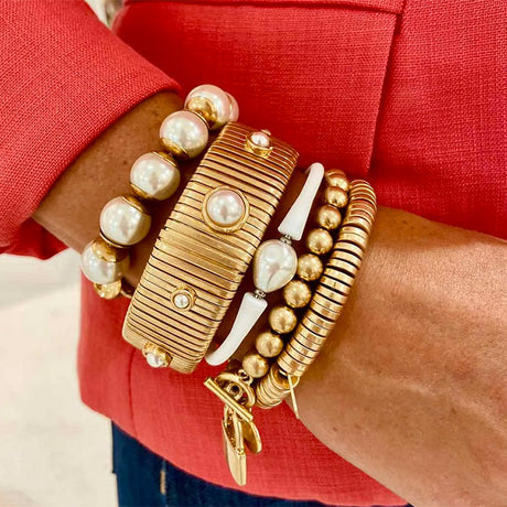 Florence Watch Band Bangle in Ivory Pearl